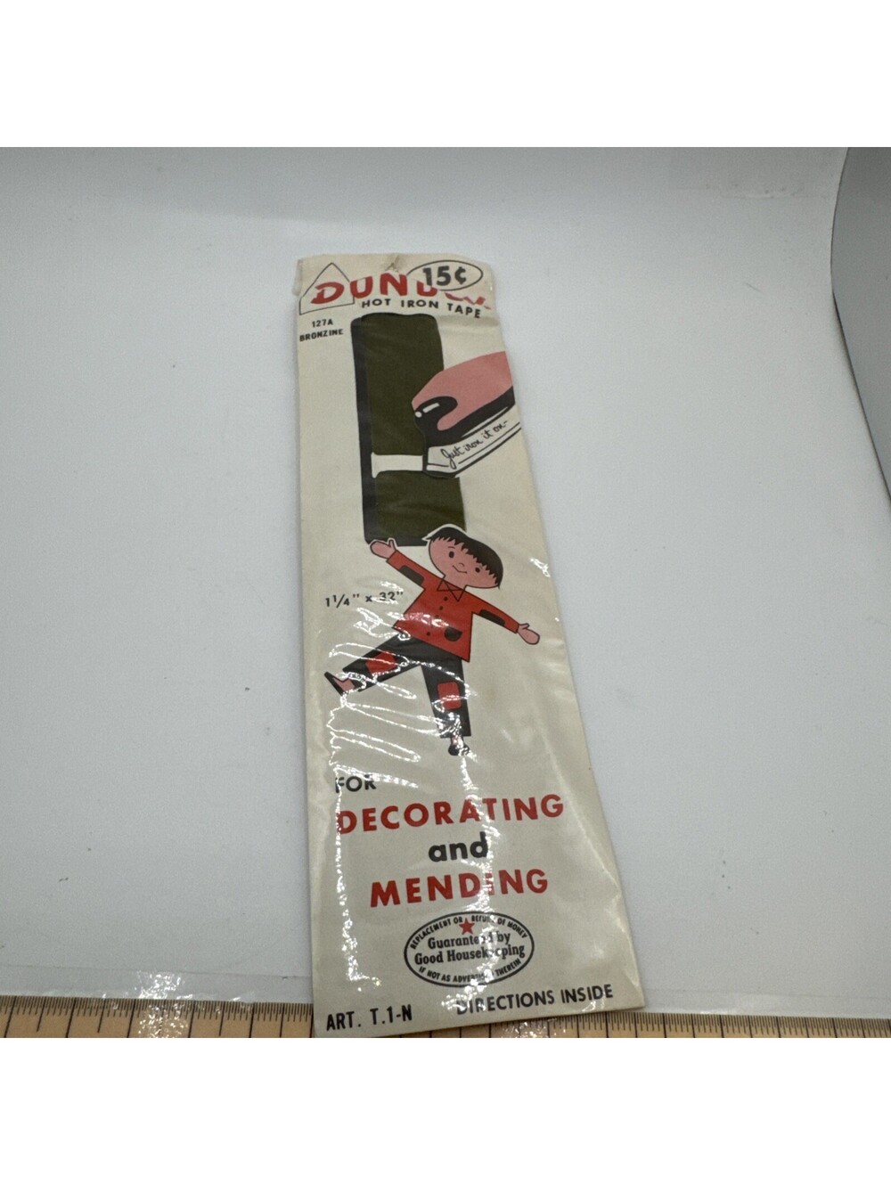 Vintage Bondex Hot Iron Tape 127A Bronzine - Mending & Decorating 1.25 x 32” NOS
